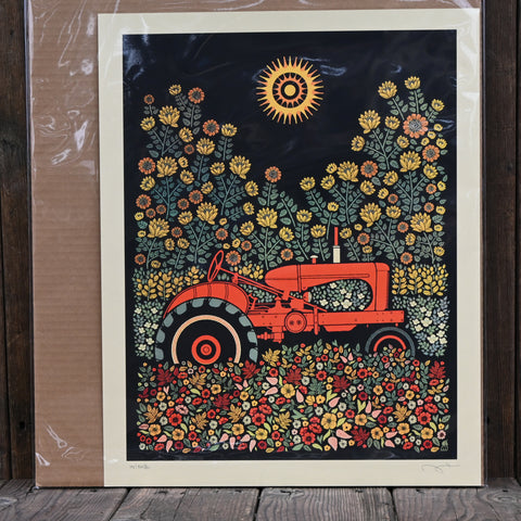 Floral Tractor Print